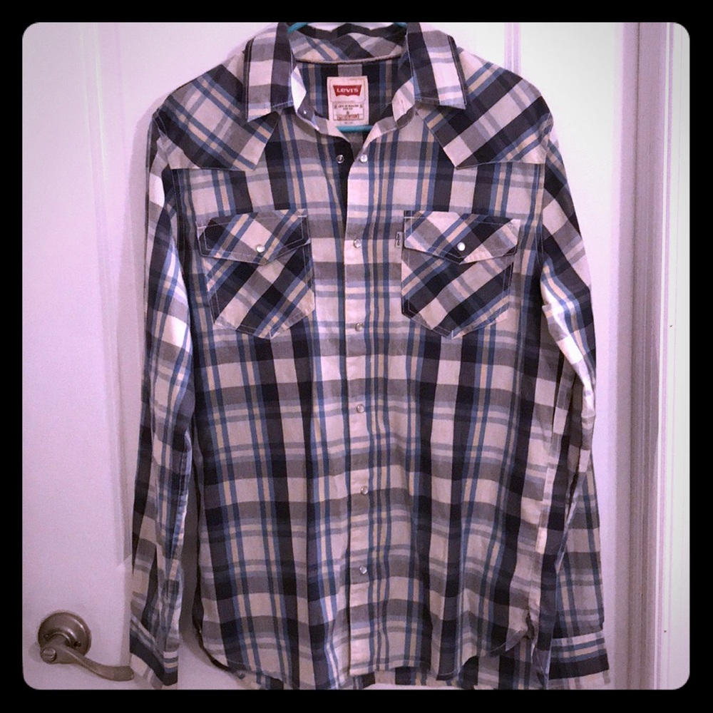 Levi Button Down Shirt with Blue & Cream Colors